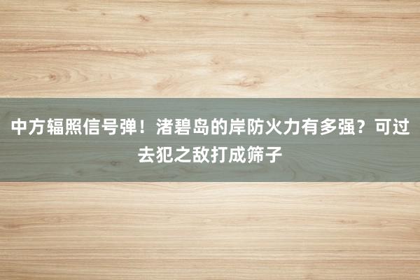 中方辐照信号弹！渚碧岛的岸防火力有多强？可过去犯之敌打成筛子