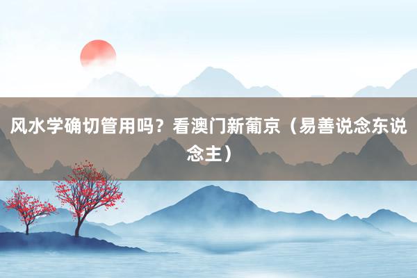 风水学确切管用吗？看澳门新葡京（易善说念东说念主）